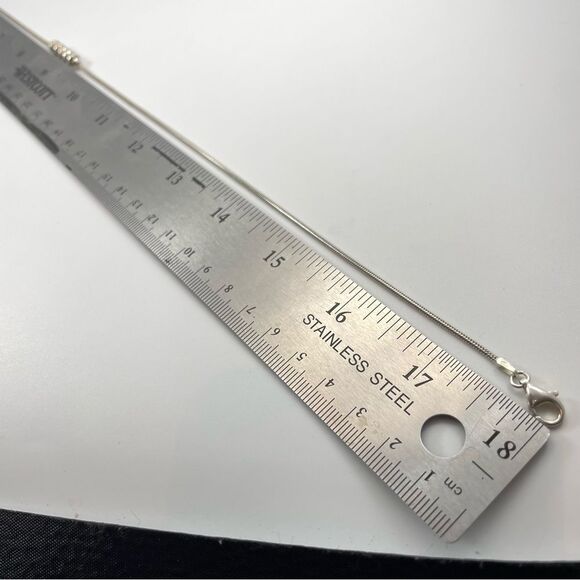 Italy 925 Sterling Silver Snake Chain Silver Beaded Dainty Trendy Necklace - Picture 8 of 8